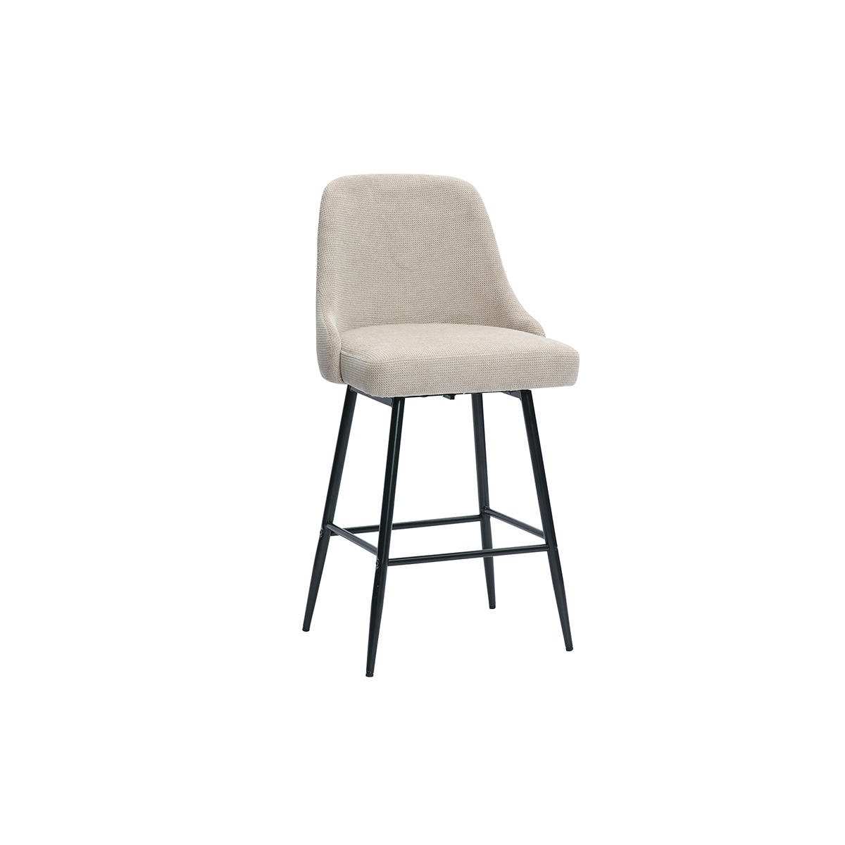 Tabourets de bar pivotants 360° en tissu chenille terre brûlée et métal H66 cm (lot de 2) HASTA beige, MILIBOO