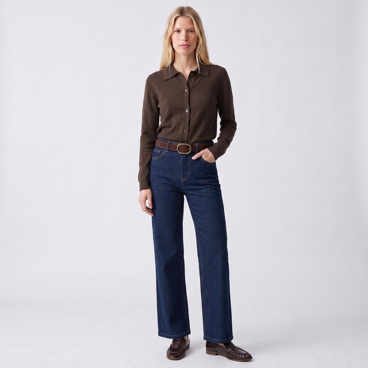 Jean taille haute à cinq poches ELBA bleu denim, ARTLOVE