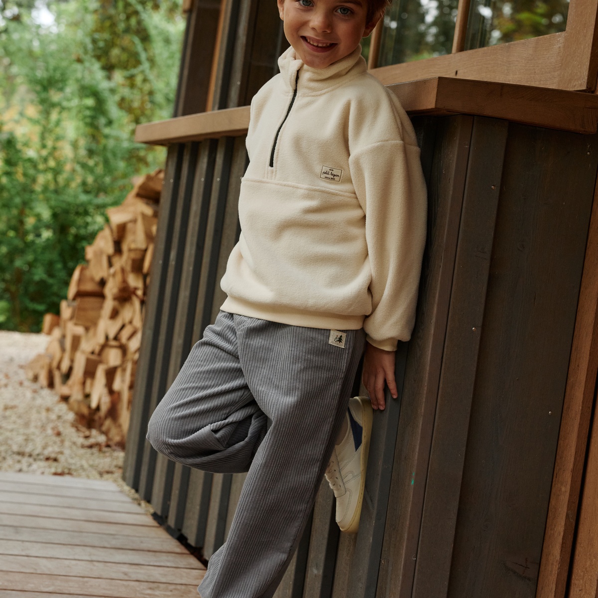 Pantalon bébé en velours côtélé Oslo gris, PETIT BEGUIN