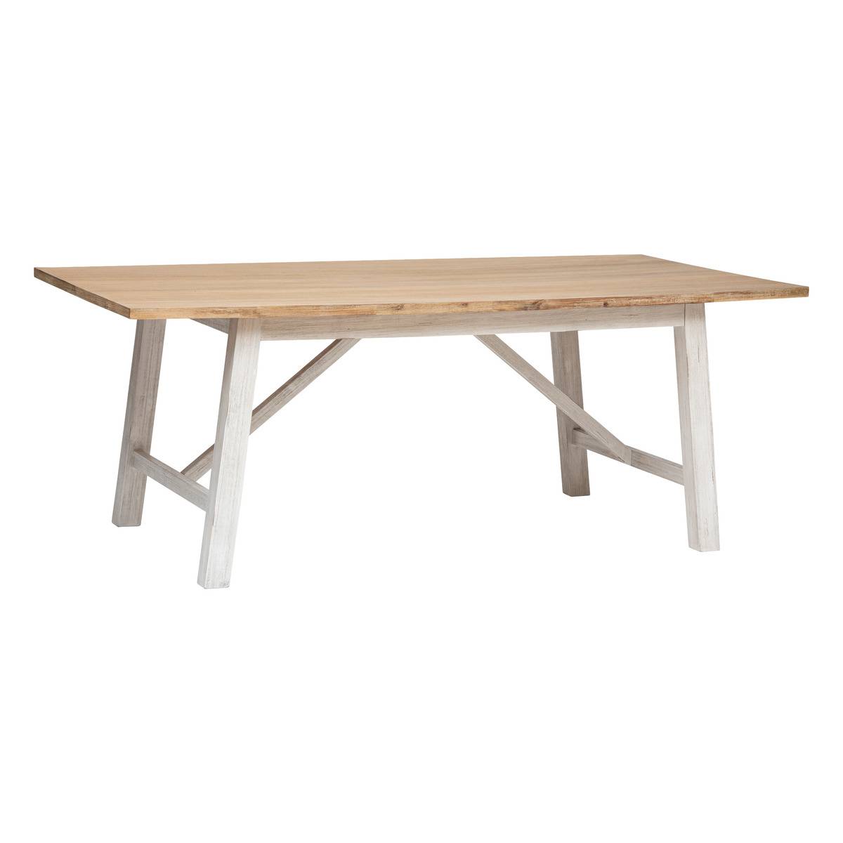 Table à manger en bois d'acacia massif 6 places OLBIA blanc, ATMOSPHERA