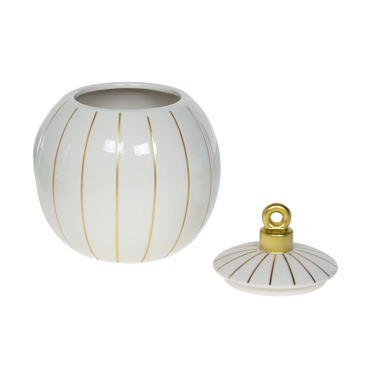 Boîte boule de Noël en céramique H15 cm blanc, AMADEUS