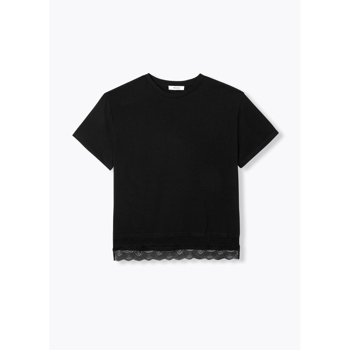 T-shirt détail dentelle noir, PROMOD