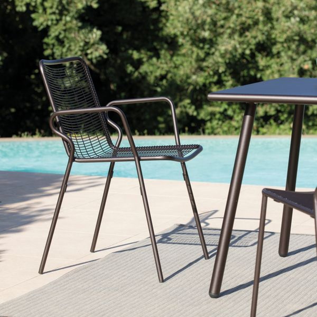Fauteuil repas outdoor métal anthracite, ZAGO