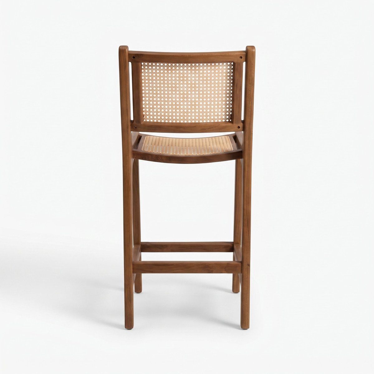 Lot de 2 chaises pour îlot central 66,5 cm en teck et cannage en rotin - KYLA beige, MAISON PAVANE