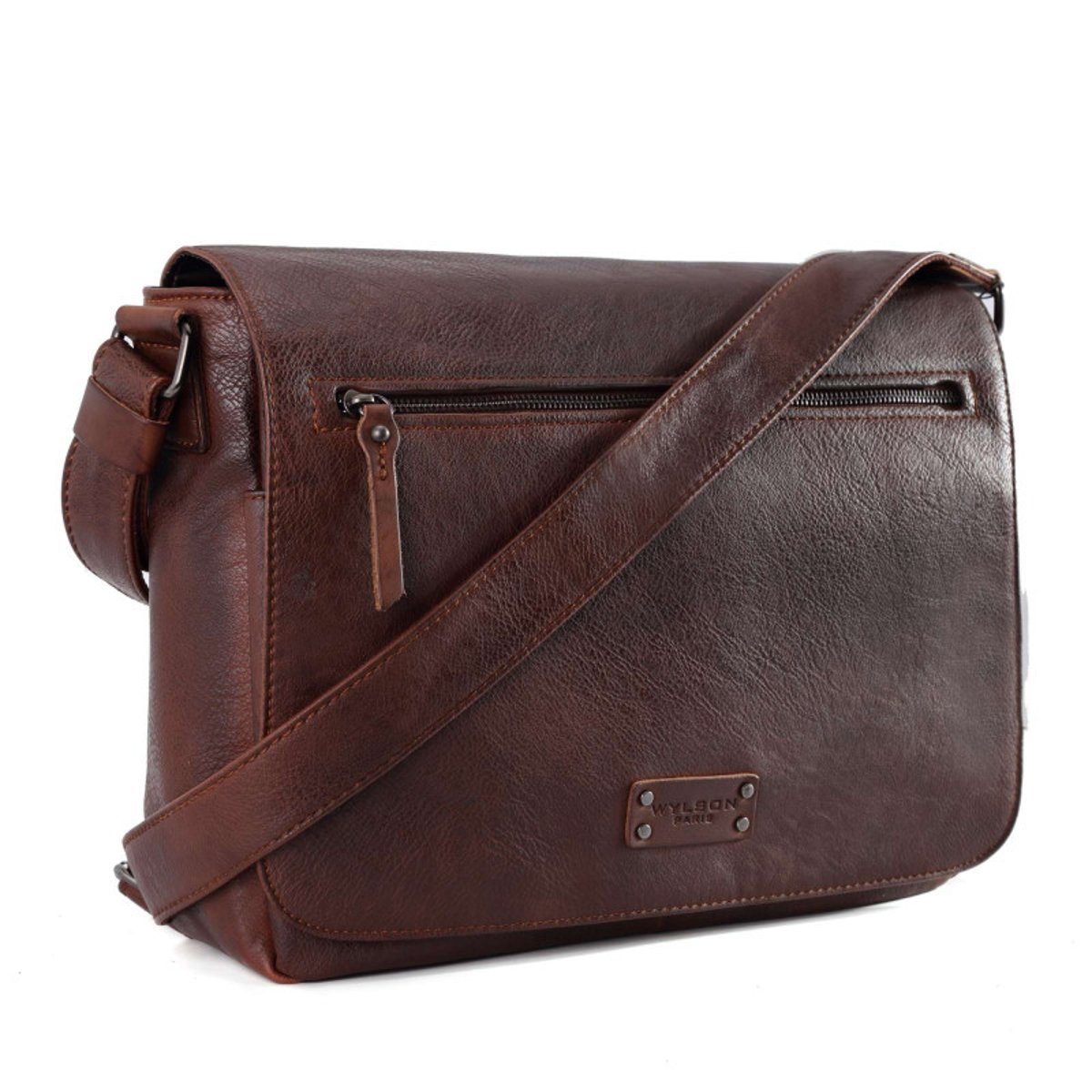 Sac bandoulière Hanoï uni marron, WYLSON