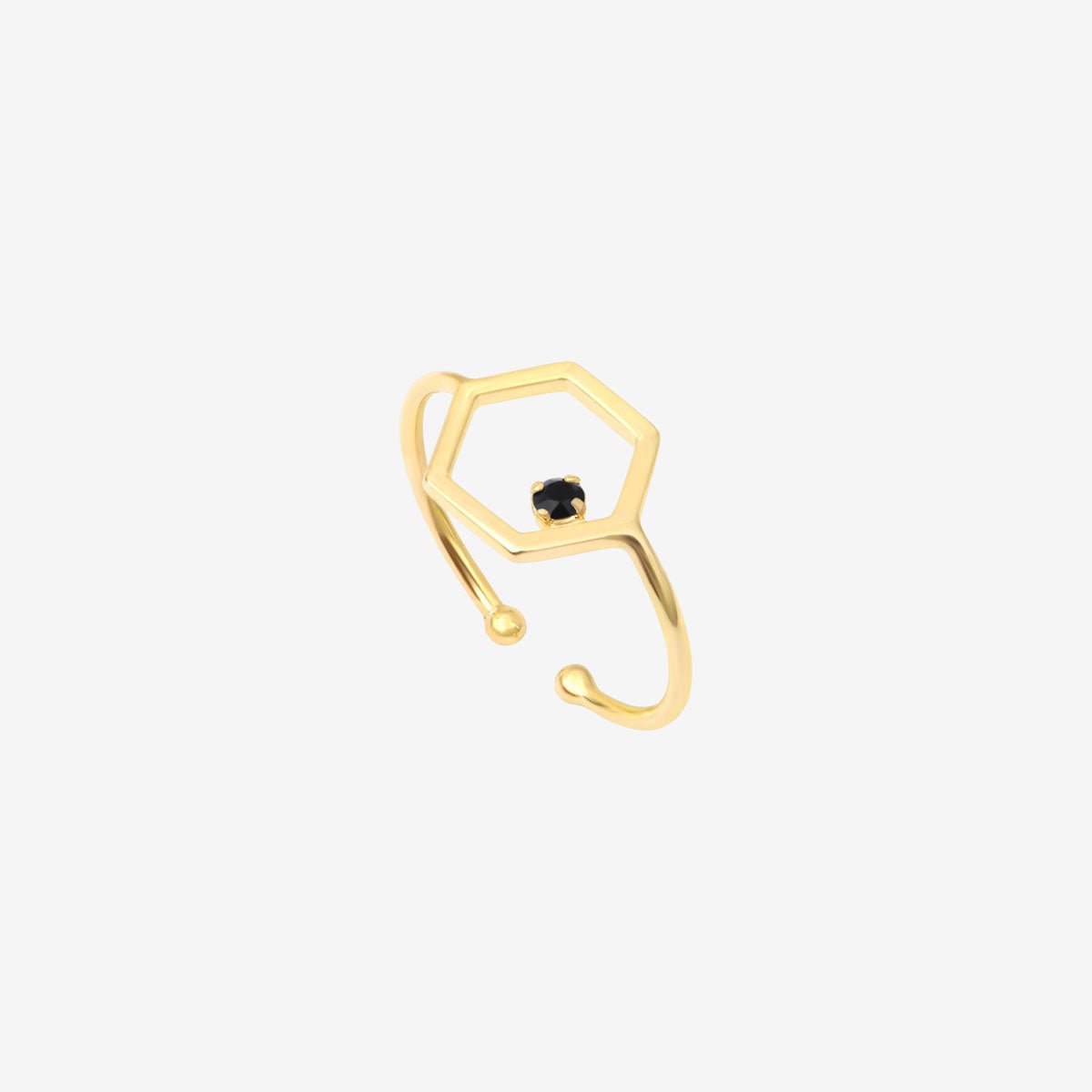 Bague jet plaquée or - honey noir, CAROLINE NAJMAN