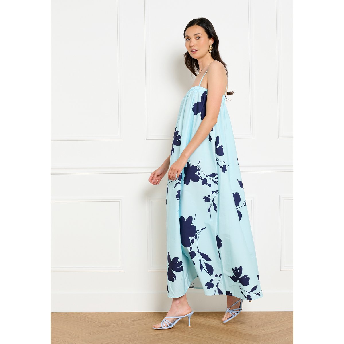 Robe longue fleurie bleu, LOLALIZA