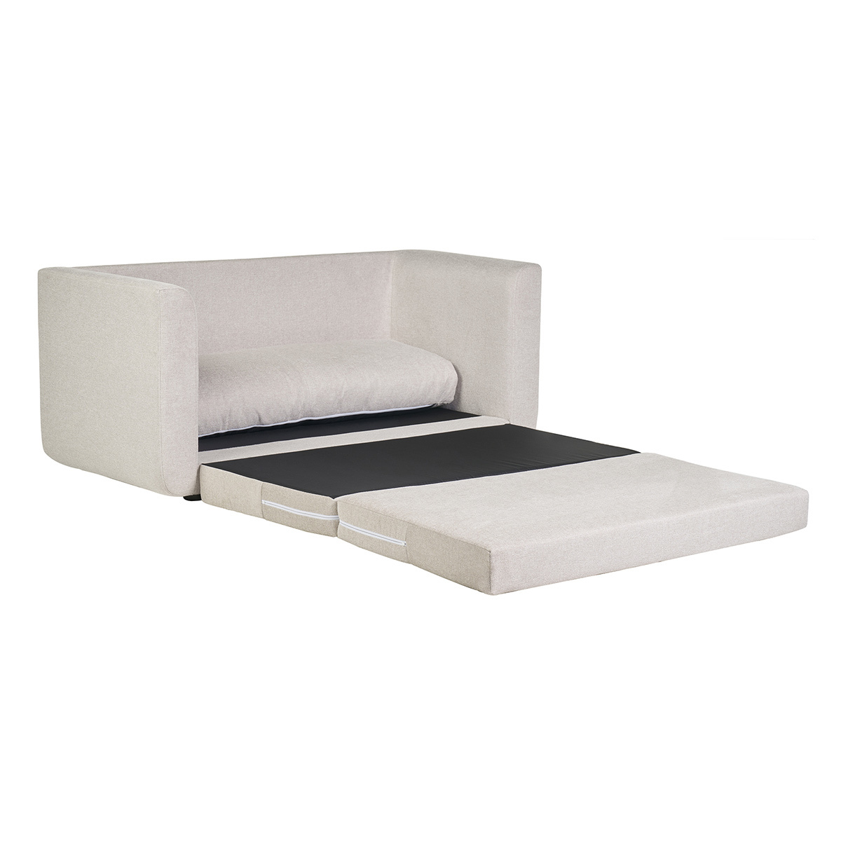 Canapé convertible 2 places en tissu effet velours texturé beige LEON beige, MILIBOO