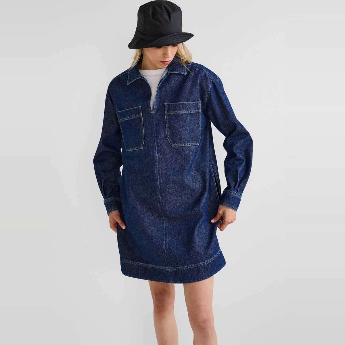 Robe courte denim en coton denim, MONOPRIX