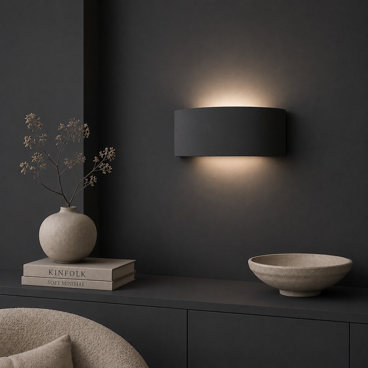Vida Curved Flush Wall Light navy blue, SO'HOME