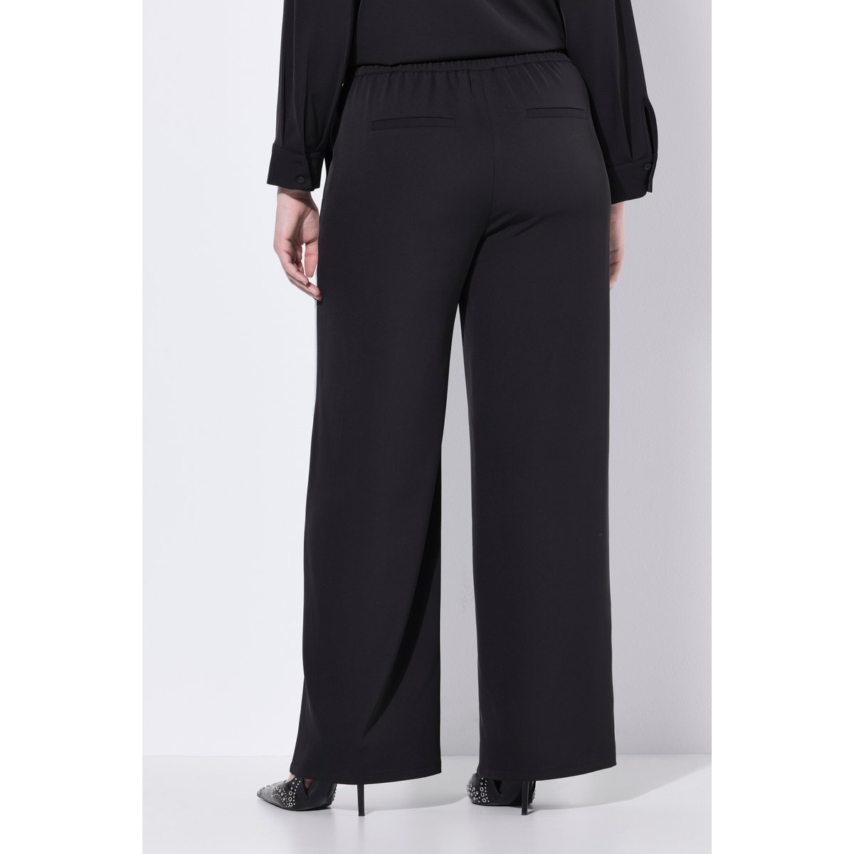 Pantalon Rose jambe large et taille noir, ULLA POPKEN