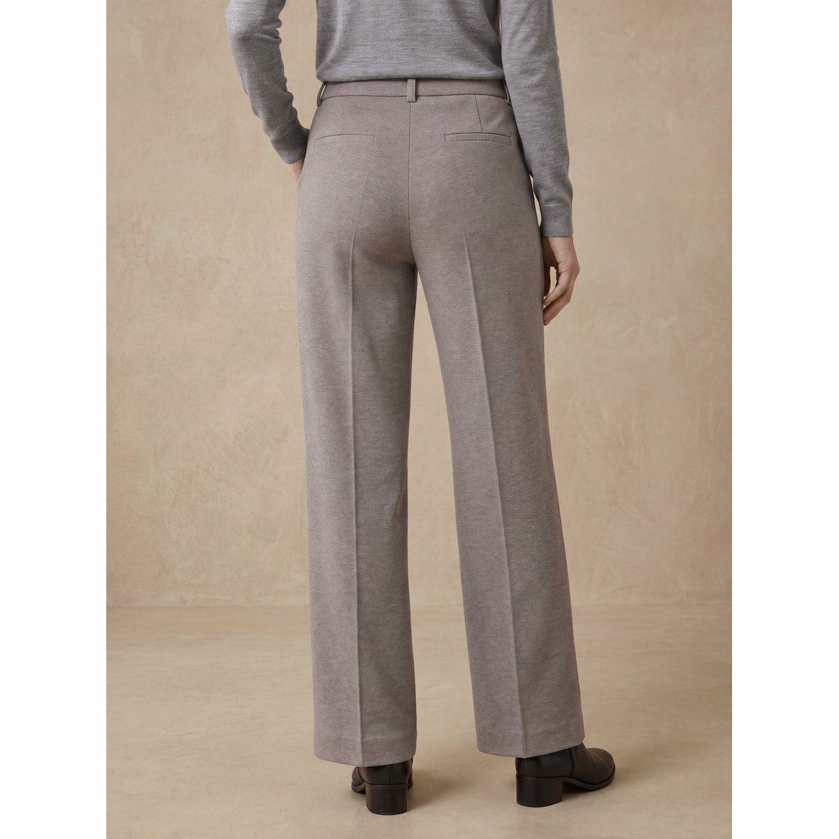 Pantalon droit long maille milano chiné vison, DAXON