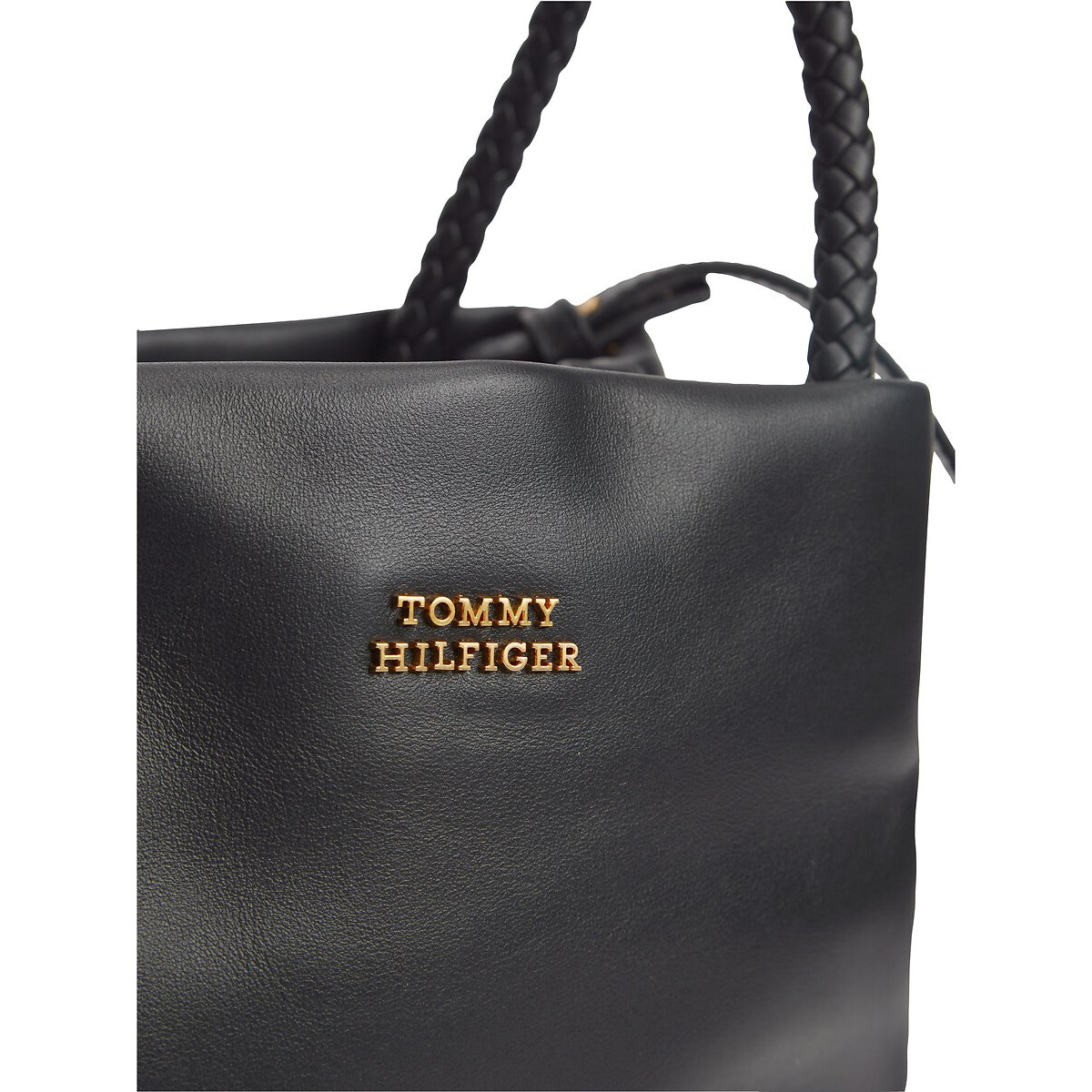 Sac seau en cuir de vachette, MARINA BUCKET noir, TOMMY HILFIGER