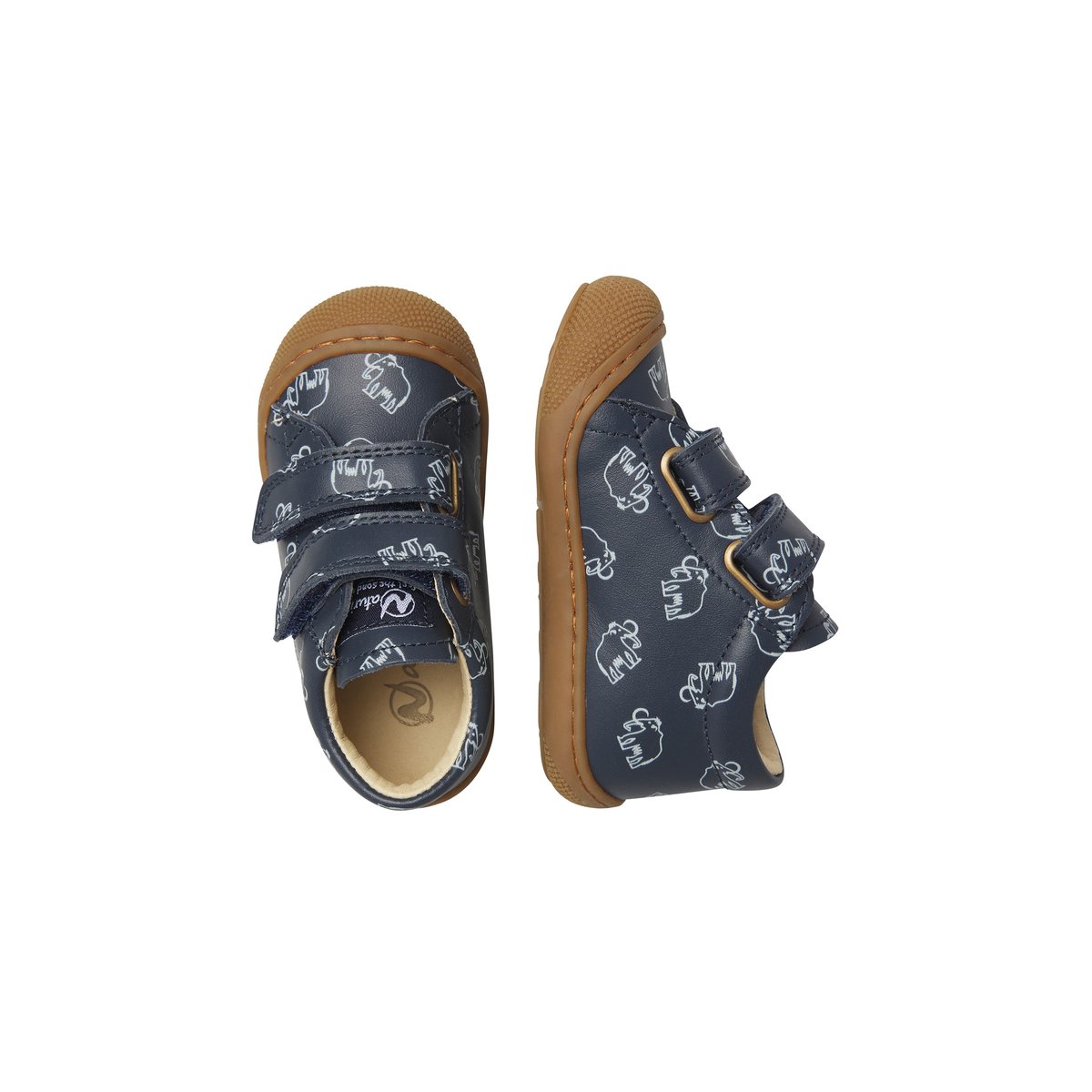 Chaussures premiers pas en cuir COCOON VL marine-marron, NATURINO