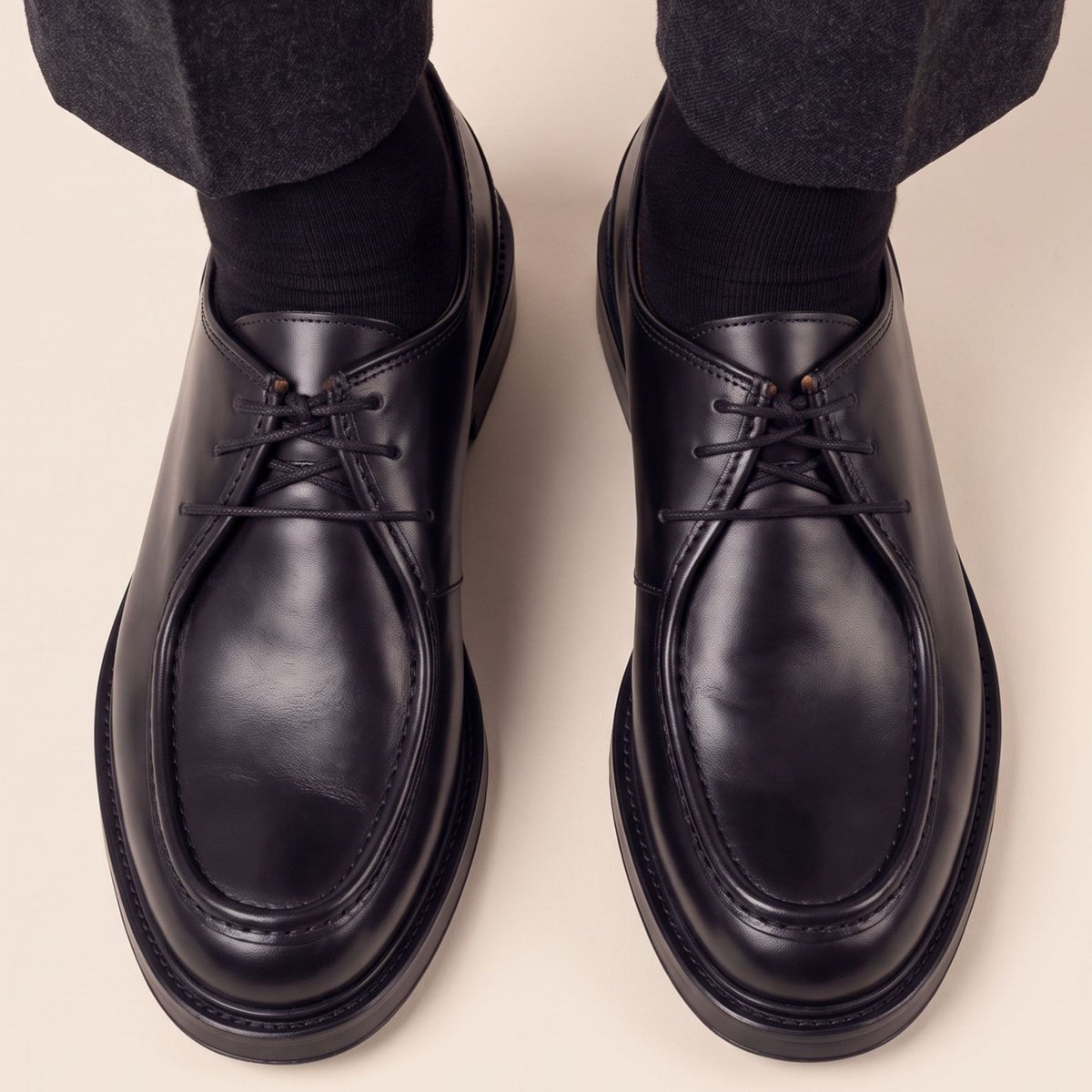 Derbies plateau Mathis cuir noir, JULES & JENN
