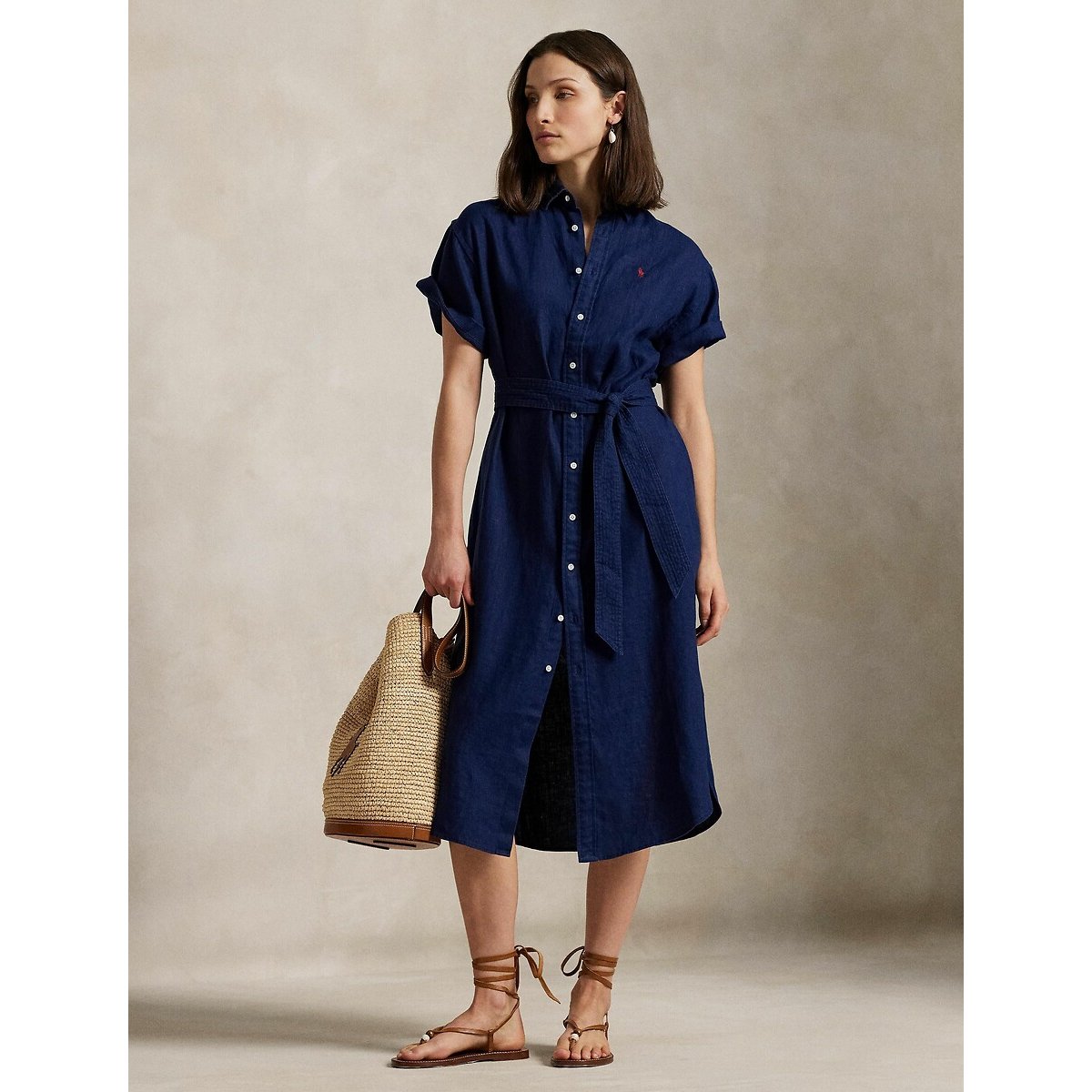Shirt Dress with Belt, Short Sleeves navy, POLO RALPH LAUREN