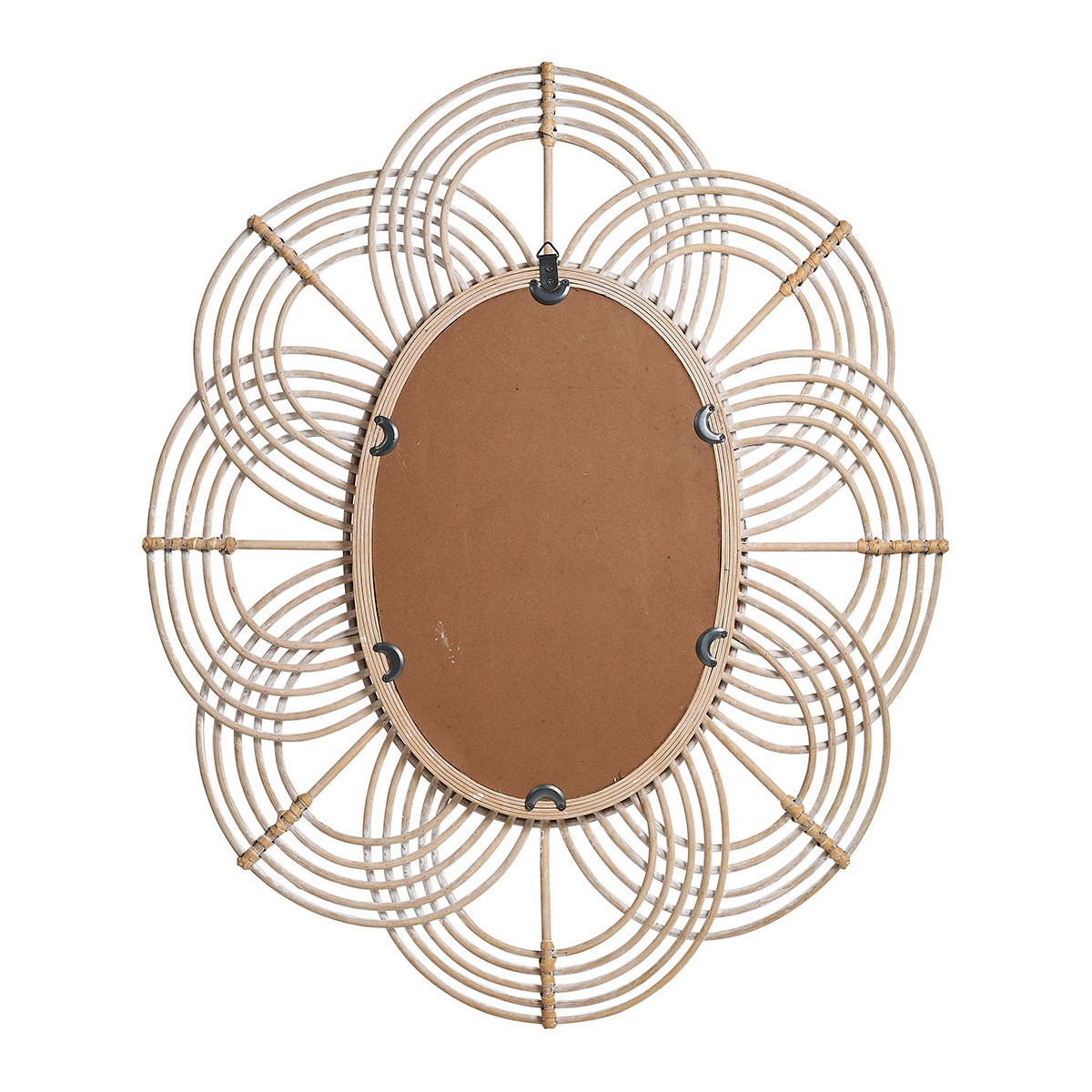 Miroir ovale rotin naturel 80x62 naturel, BLANC D’IVOIRE