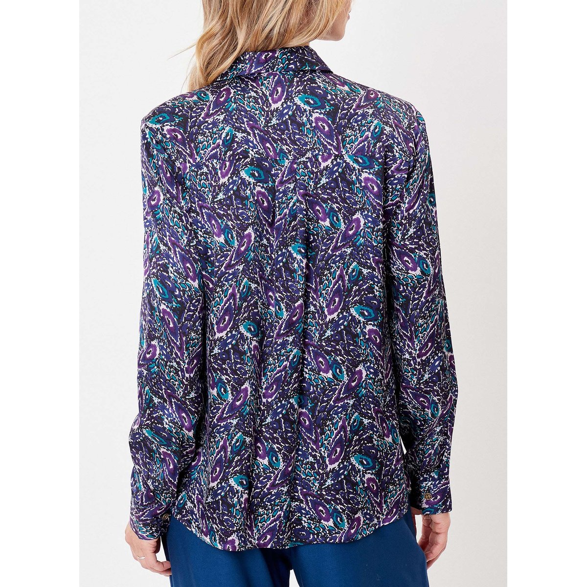 Chemise coupe droite imprimée REY violet foncé, LA FIANCÉE