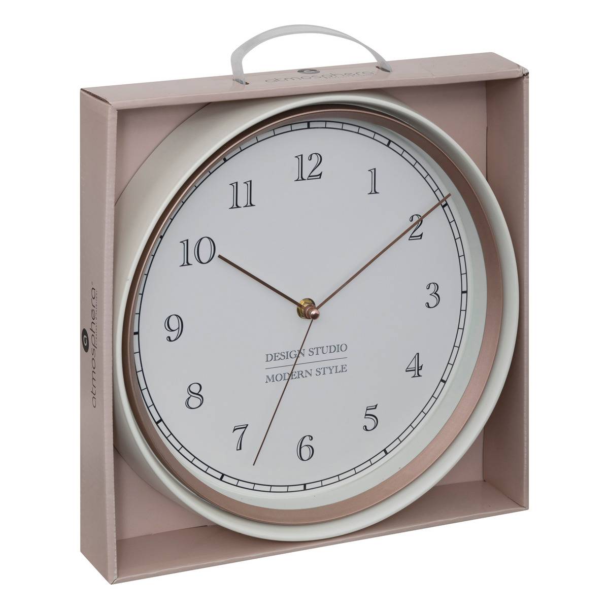 Horloge murale petite taille aiguilles laiton SVEN beige, ATMOSPHERA