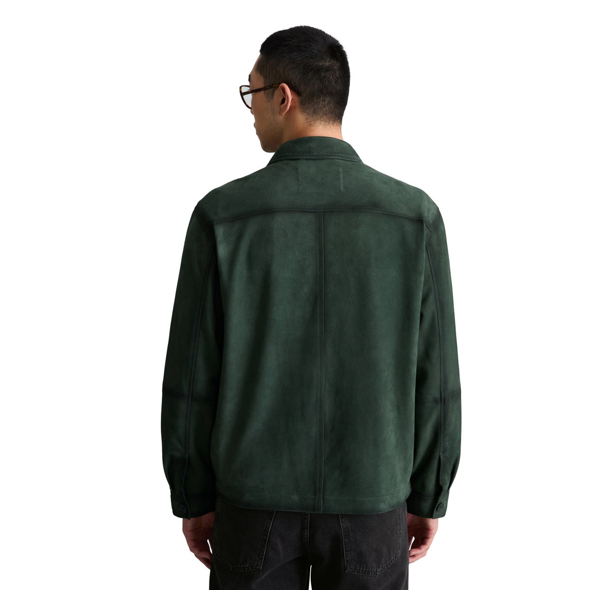 Veste en cuir régulière en cuir de chèvre souple vert foncé, MARC O’POLO DENIM