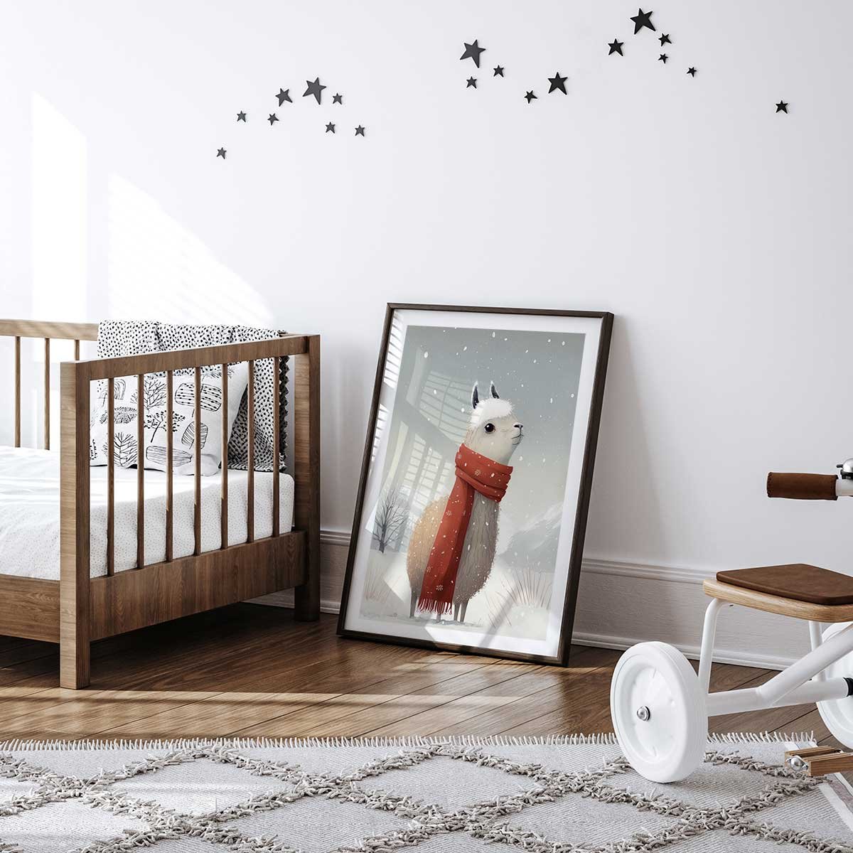 Affiche enfant lama et son écharpe affiche seule, HEXOA
