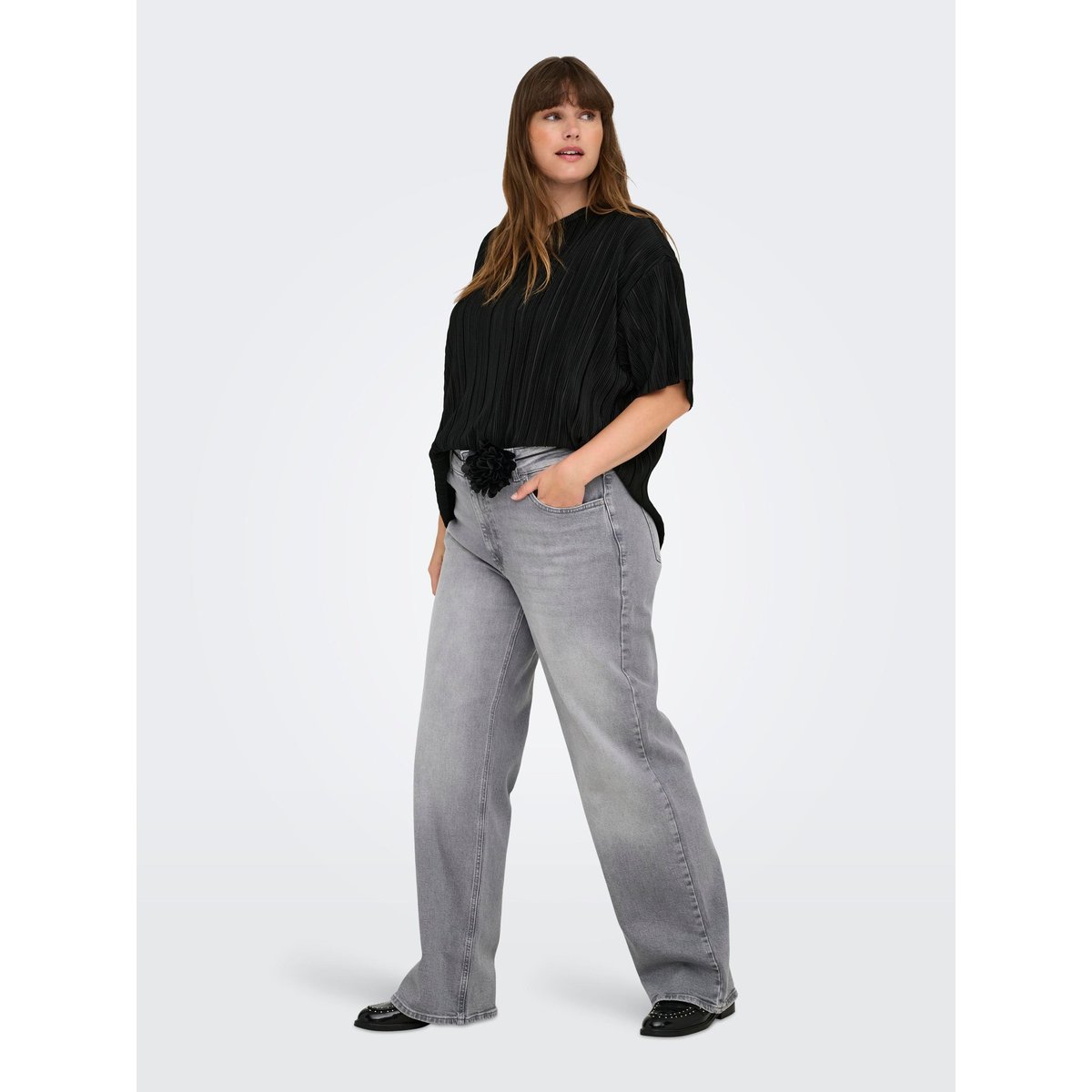 Top Plissé black 1, ONLY CARMAKOMA