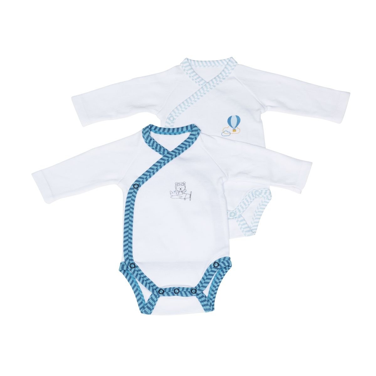 Bodies bébé à manches longues Lot de 2 blanc, SAUTHON