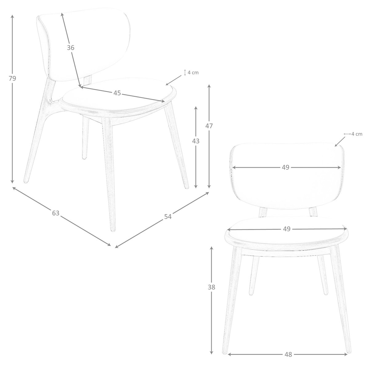 Chaise en similicuir gris foncé | crème, ANGEL CERDA