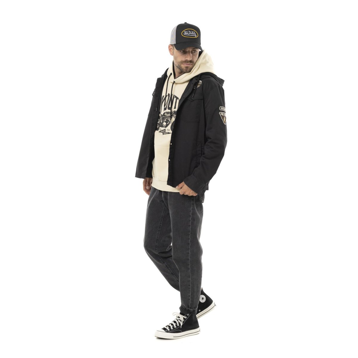 Veste coton RITUAL noir/blanc/jaune, VON DUTCH