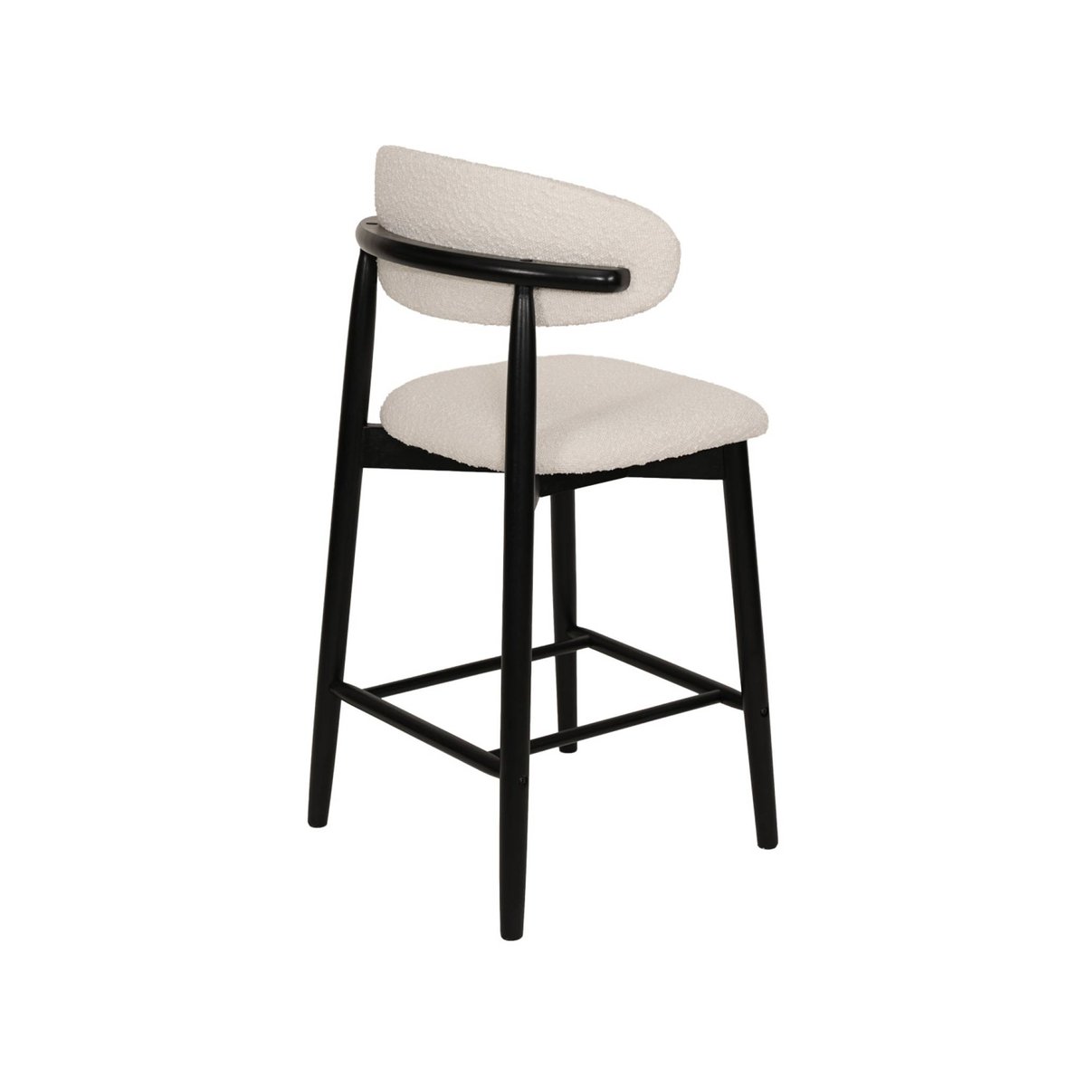 Tabouret de bar bois d'hévéa et tissu bouclette (lot de 2)  PAOLA noir, SWEEEK