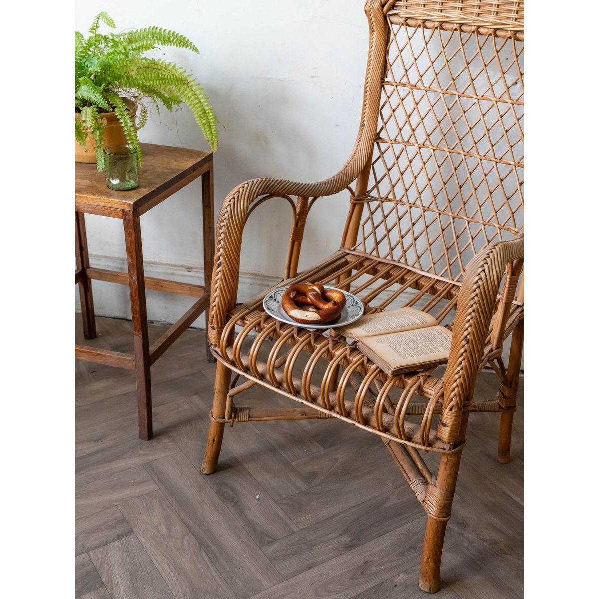 Fauteuil en rotin Ernest N°1642 - Bon état naturel, DEBONGOUT