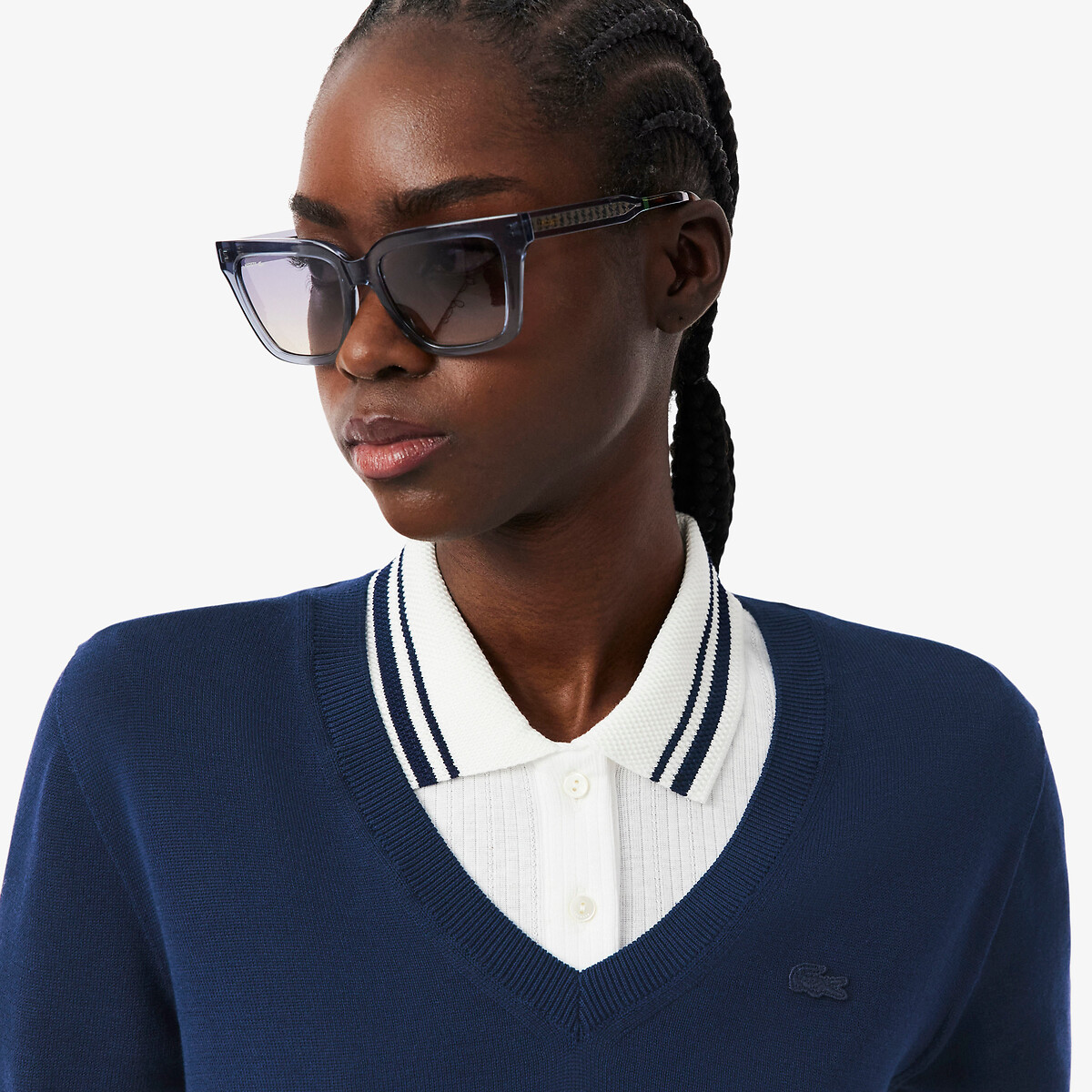 Pull col V manches longues marine, LACOSTE