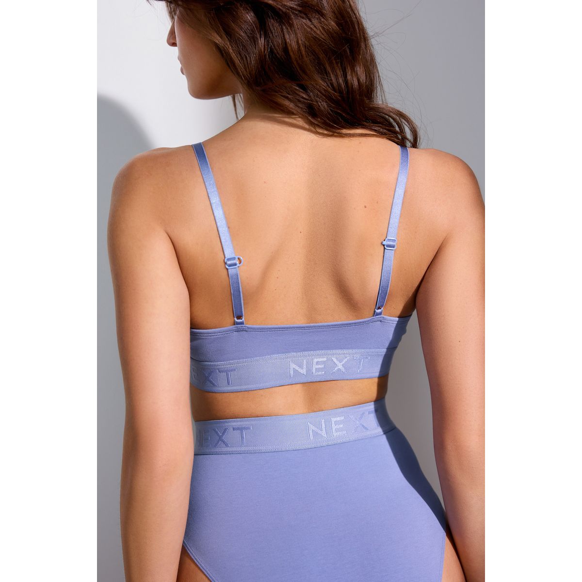 Brassière triangle avec logo, lot de 2 bleu/écru, NEXT