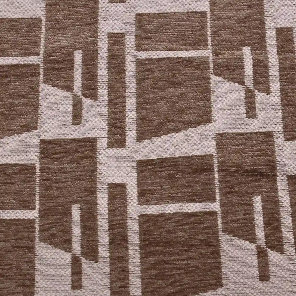 Rideau velours jacquard motifs géométriques 140x240cm beige, ORNAMI