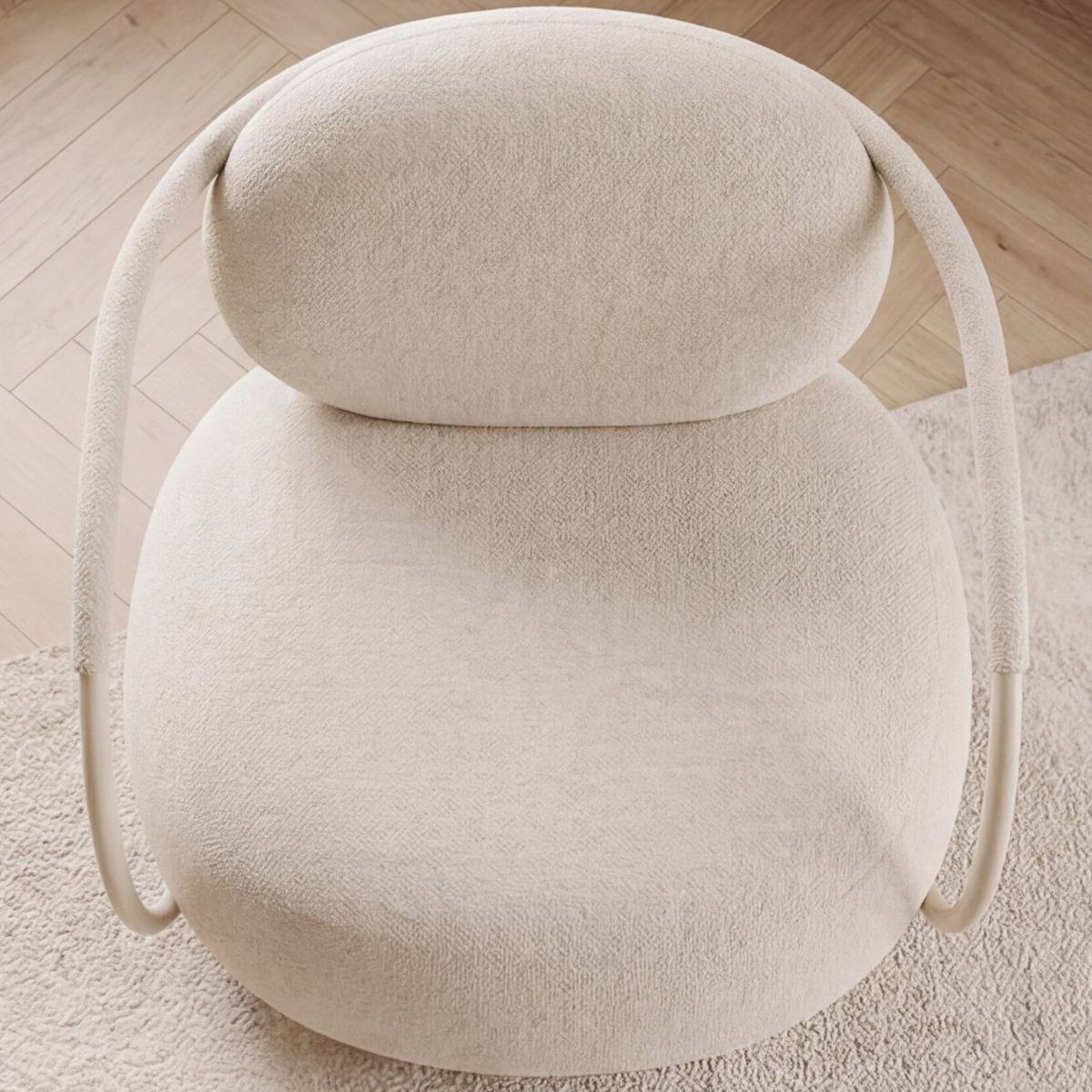 Fauteuil en tissu et métal CASSY blanc, MADE IN MEUBLES 