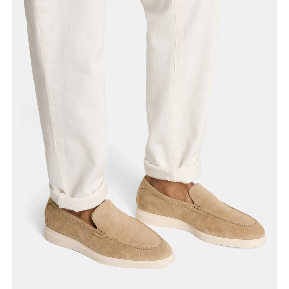 Mocassins sport isaiah en croûte de cuir beige, COMPTOIR GL
