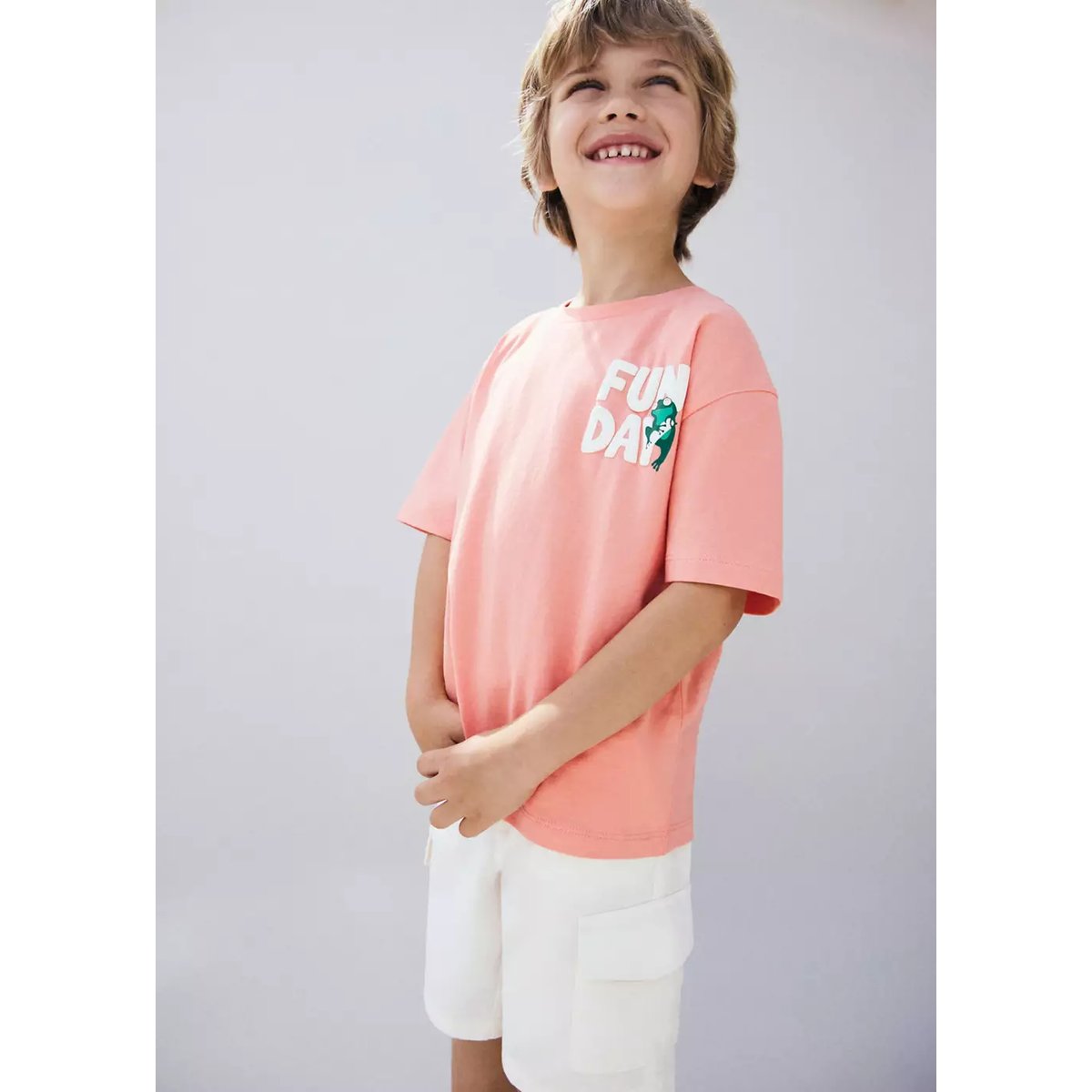 Bermuda cargo coton lin blanc cassé, MANGO BABY
