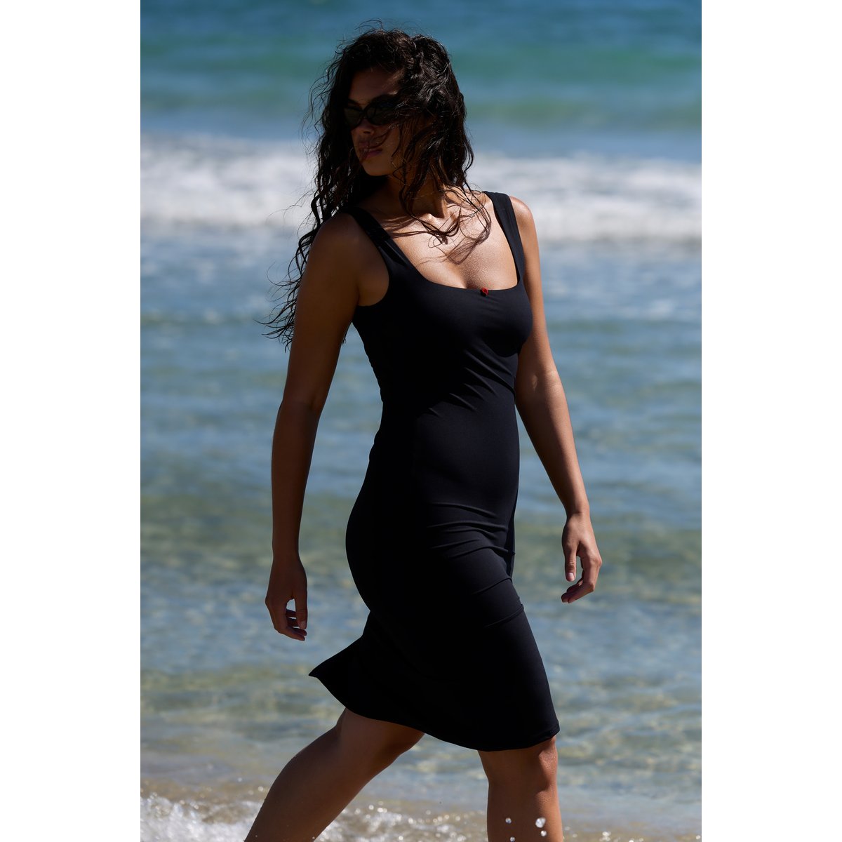 Robe midi avec fente GABY noir, ETAM