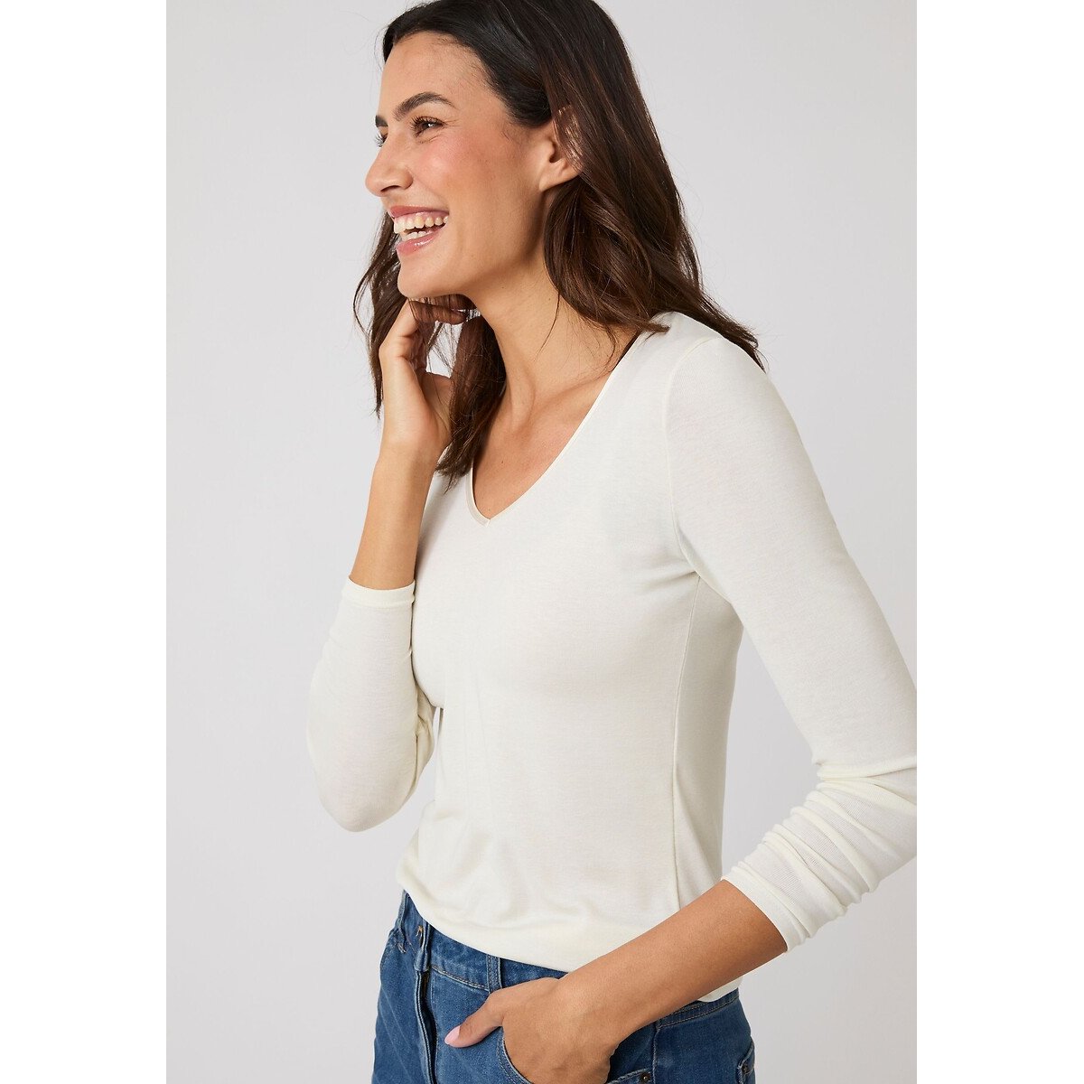 Tshirt manches longues thermolactyl SENSITIVE 3 SOBER & FANCY blanc cassé, DAMART