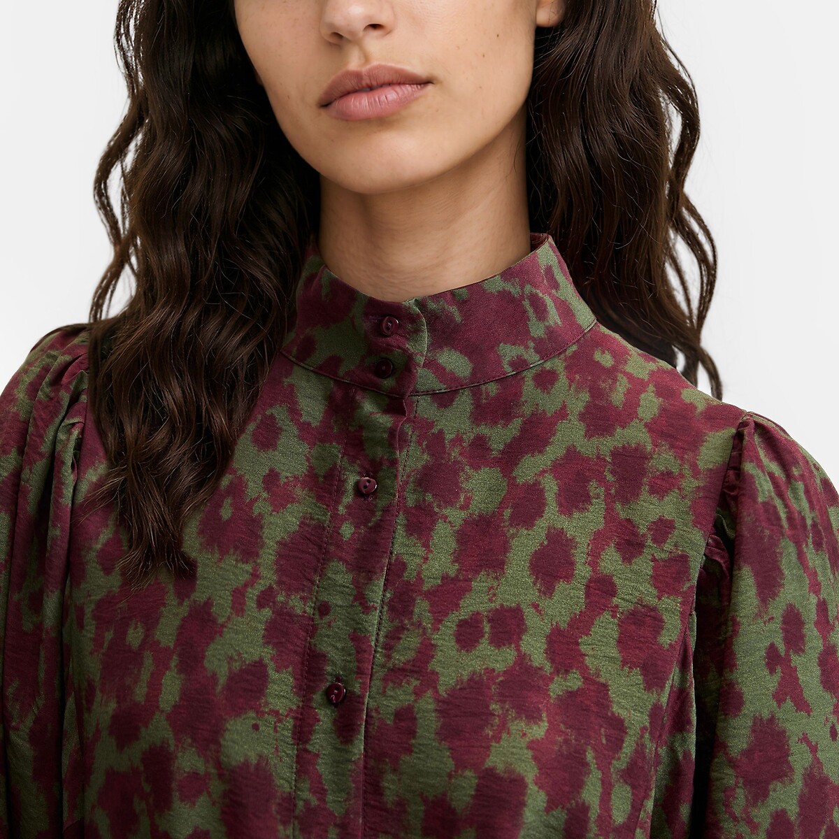Robe longue imprimé graphique à manches longues imprimé prune, LA REDOUTE COLLECTIONS