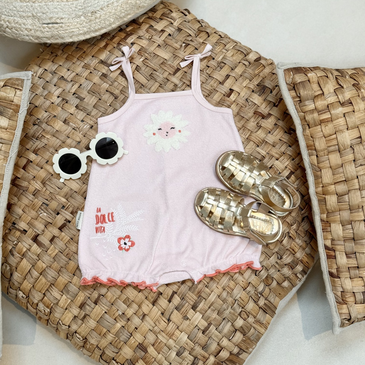 Barboteuse bébé en éponge Saona rose, PETIT BEGUIN