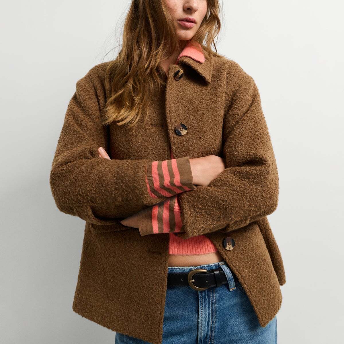 Manteau Court En Bouclé brun brun, PEPE JEANS