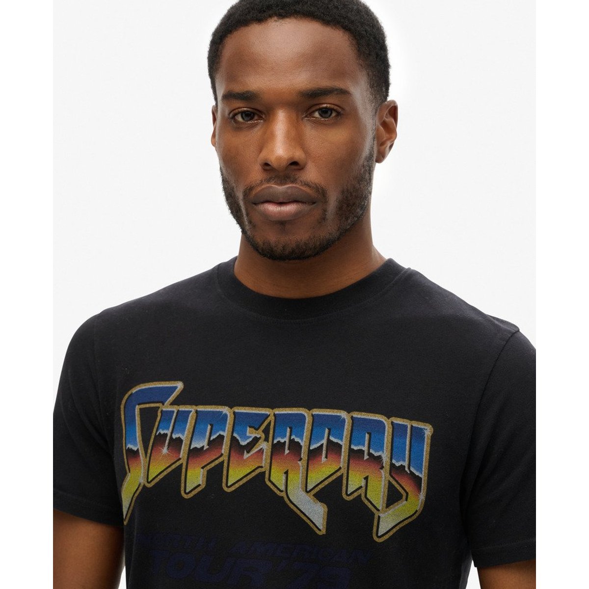 T-shirt à motif groupe de rock noir, SUPERDRY