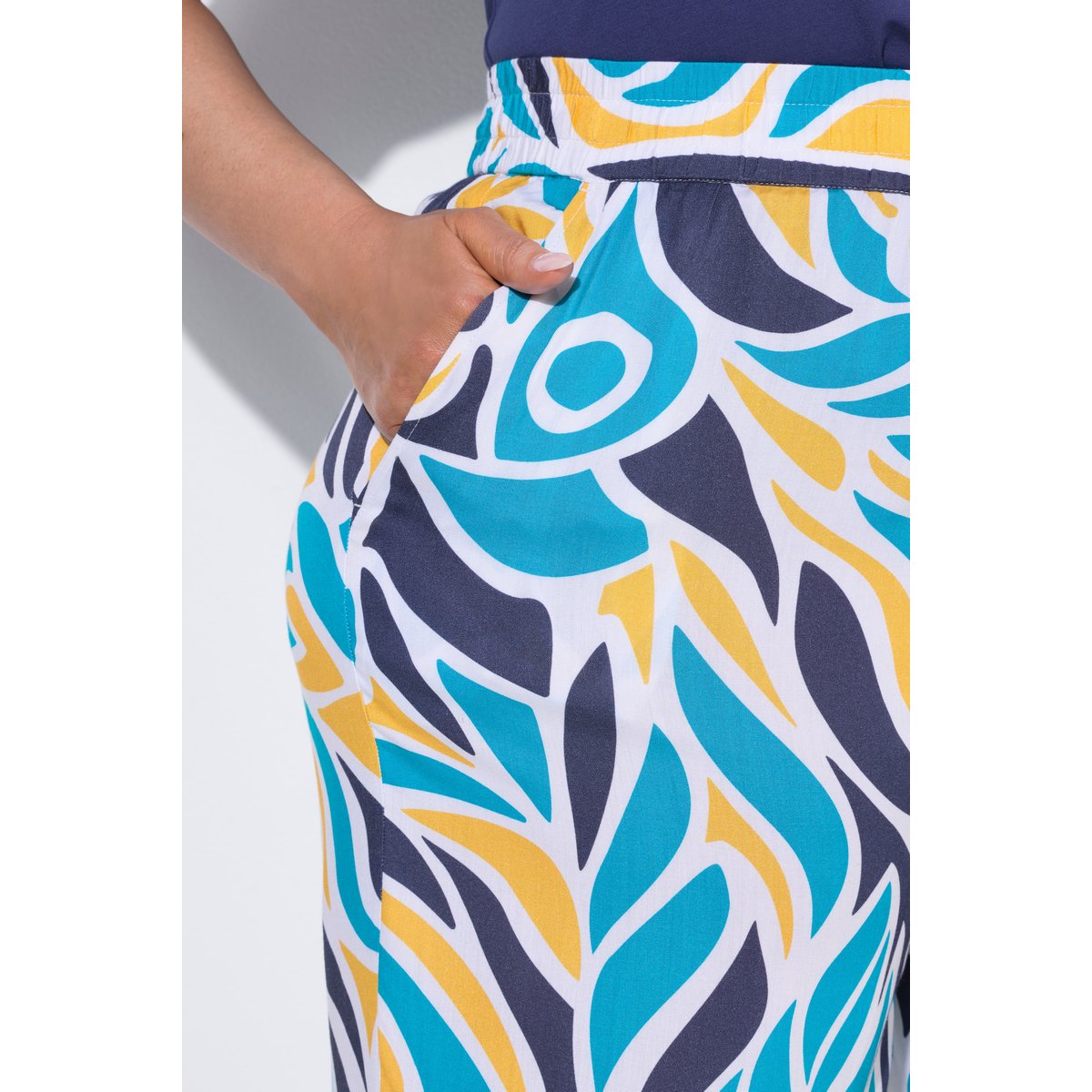 Pantalon large à ceinture élastique aqua turquoise, ULLA POPKEN