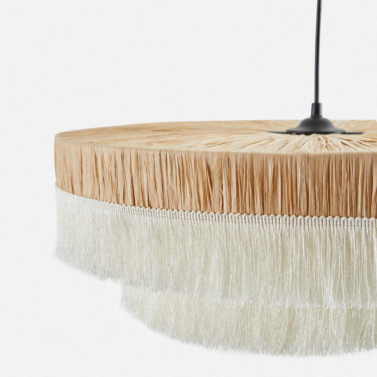 Suspension frangée en raphia Ø50 cm, Kavi naturel/crème, LA REDOUTE INTERIEURS