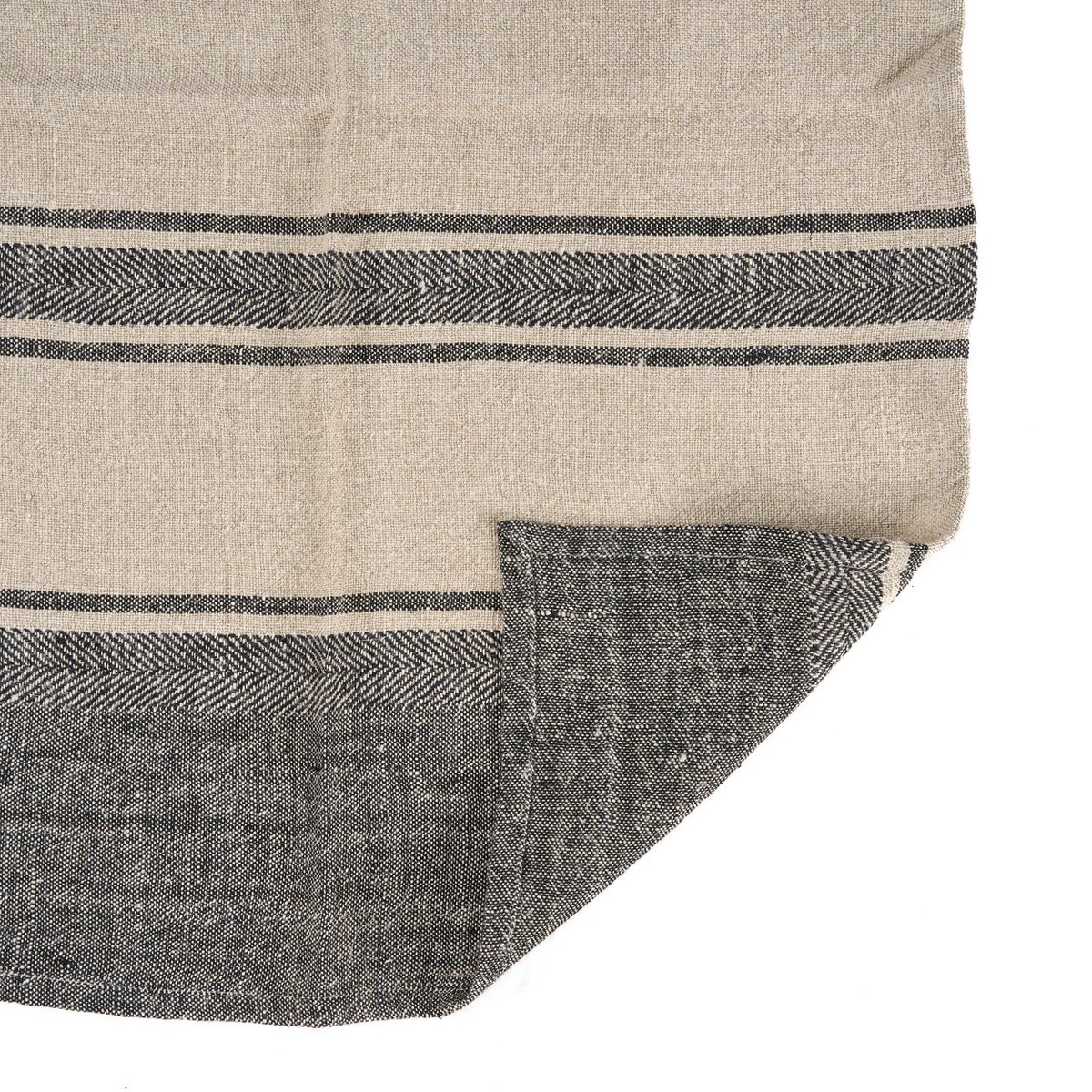 Torchon en lin LINEN SMUDGE noir beige, BAZAR BIZAR