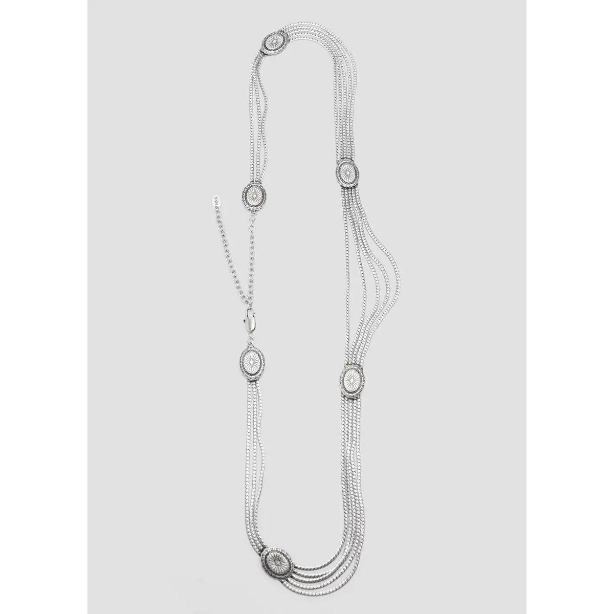 Ceinture chaînes détails gravés argent, MANGO