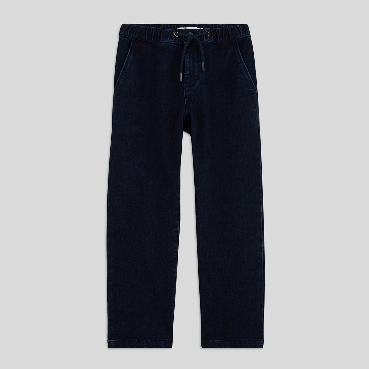 Pantalon droit  élastiqué en jean BIO blue denim, MONOPRIX