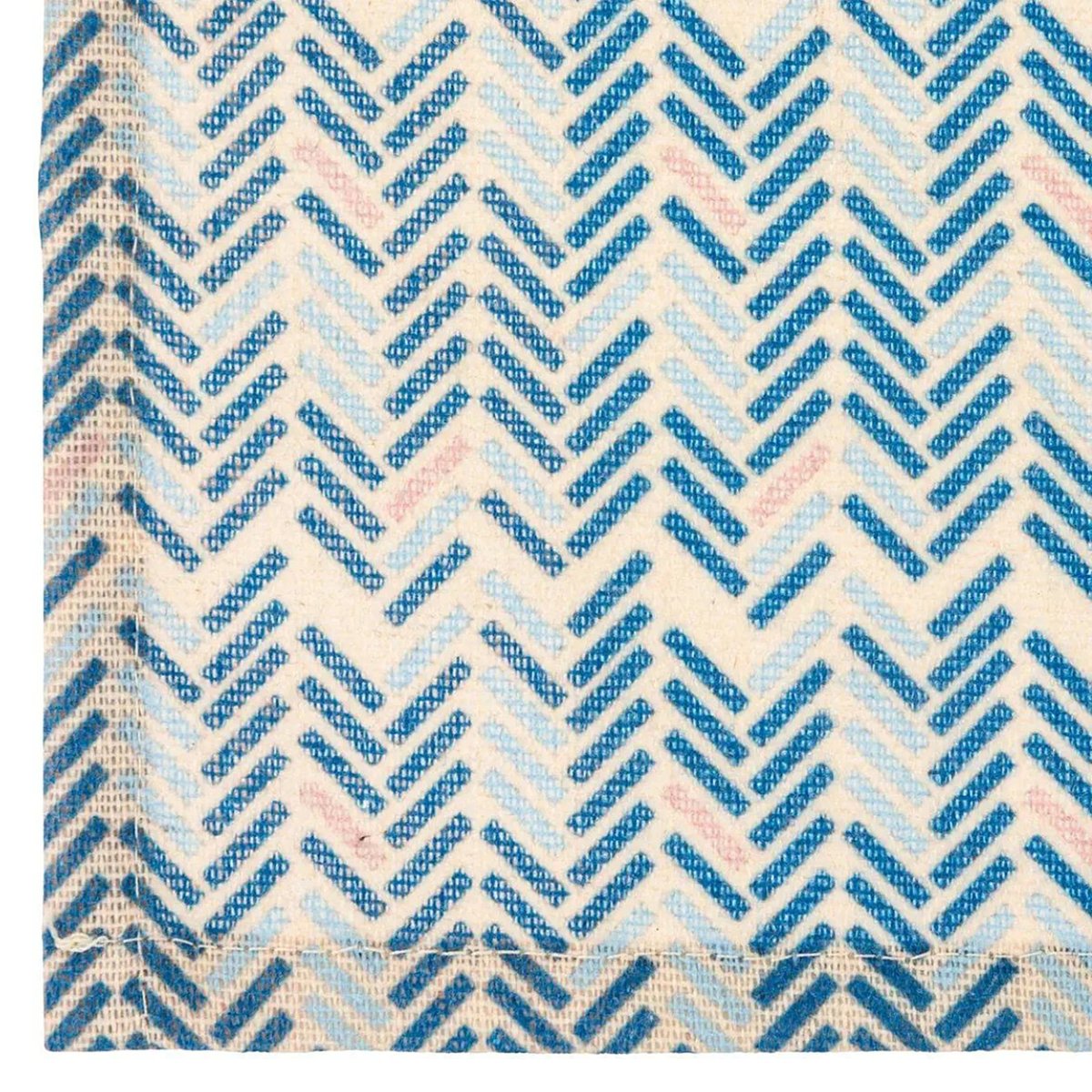 Set de table en polycoton à motif chevrons bleu, ATMOSPHERA