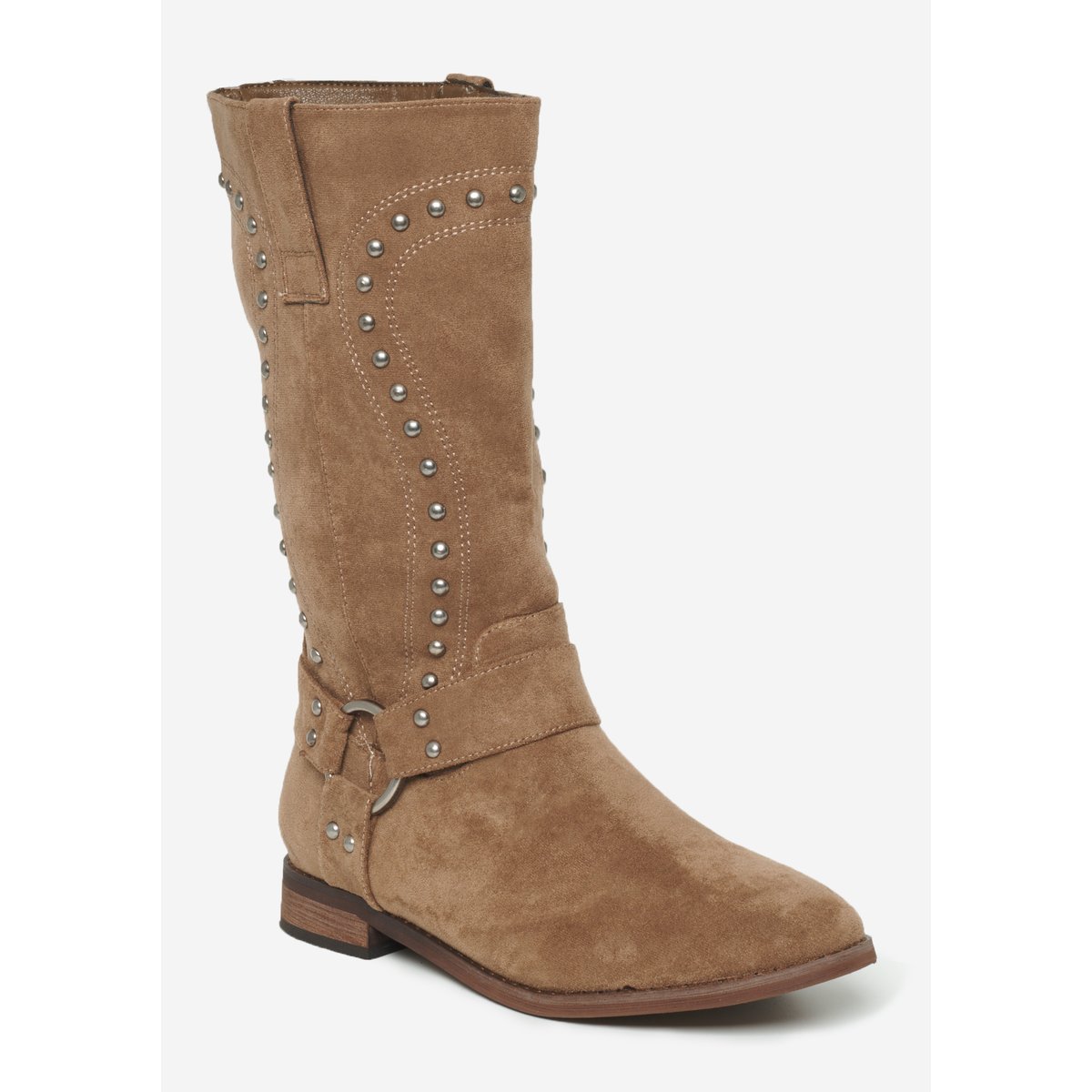 Bottes en suedine cloutées khaki, LOLALIZA